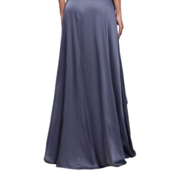 NWT Ladivine 7450 Soft satin Prom Dress French Navy Size 6 and 8 - Picture 4 of 6